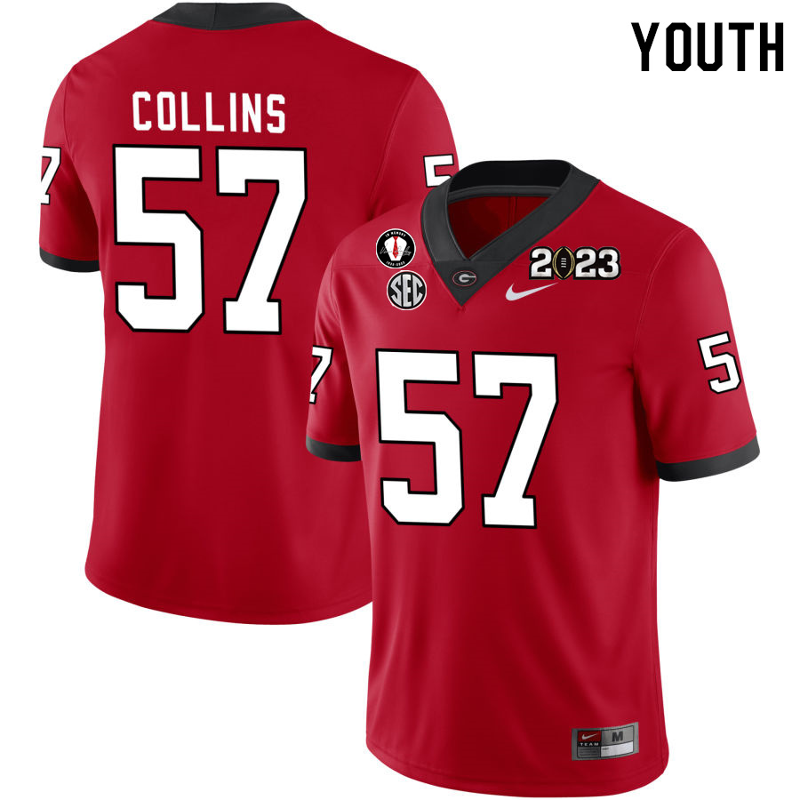 Georgia Bulldogs Youth Luke Collins #57 Red 2022-23 CTP National Championship Stitched College UGA Football Jersey 23LA014IH